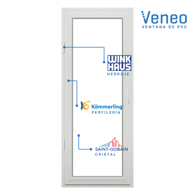 Balconera PVC 800x2000 abatible izquierda blanca | perfil Kommerling - 2