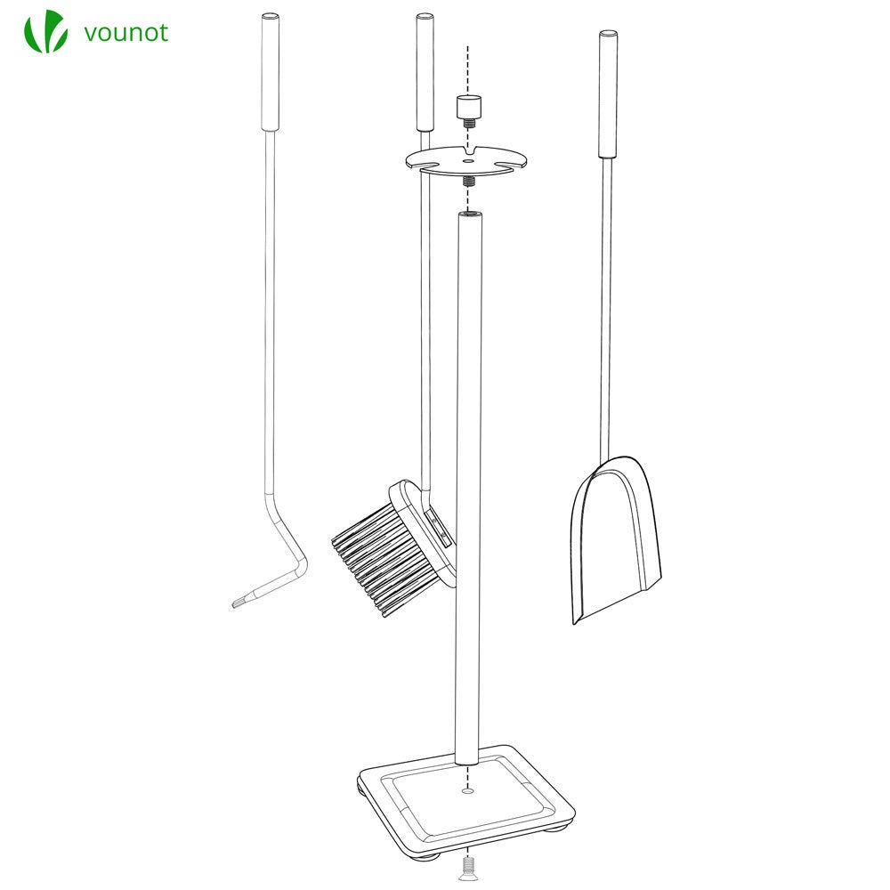 Serviteur de cheminée ensemble 4 pieces en metal noir VOUNOT® - 7