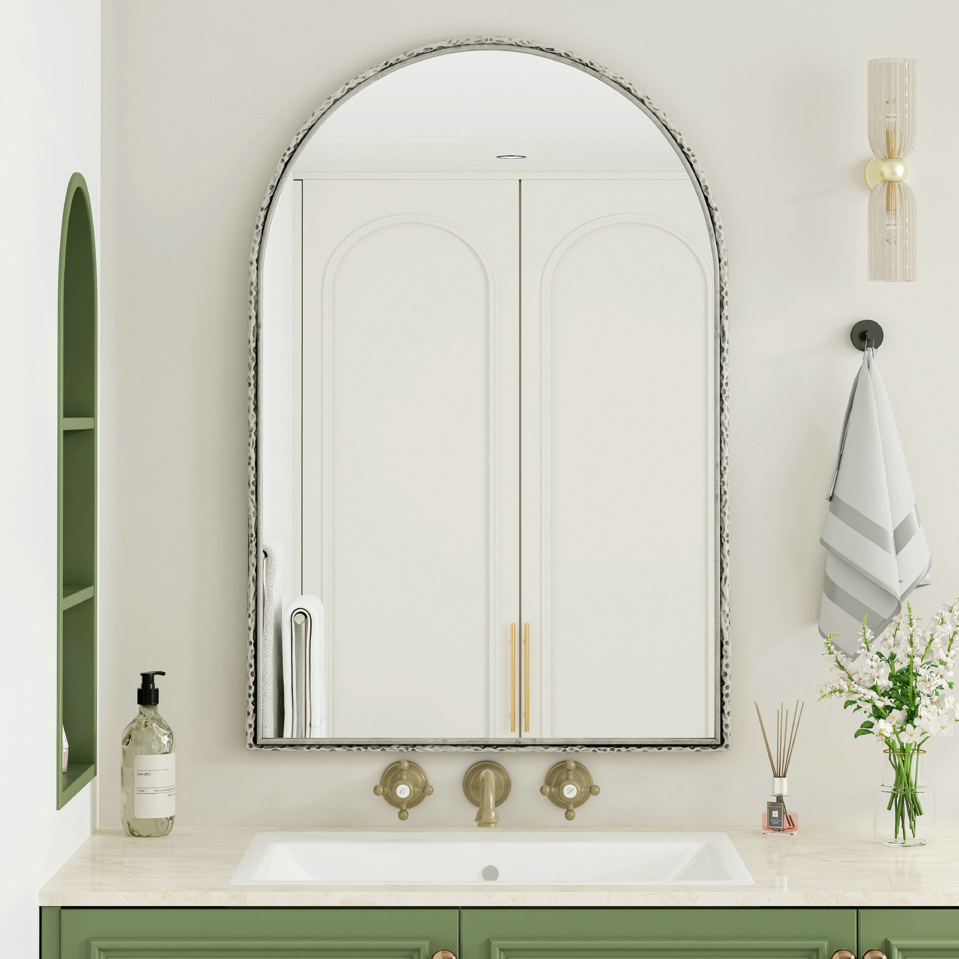 Miroir Mural Sans Cadre 30x20 Pouces - Moderne Argenté Pour Salon Ou Salle De Bain