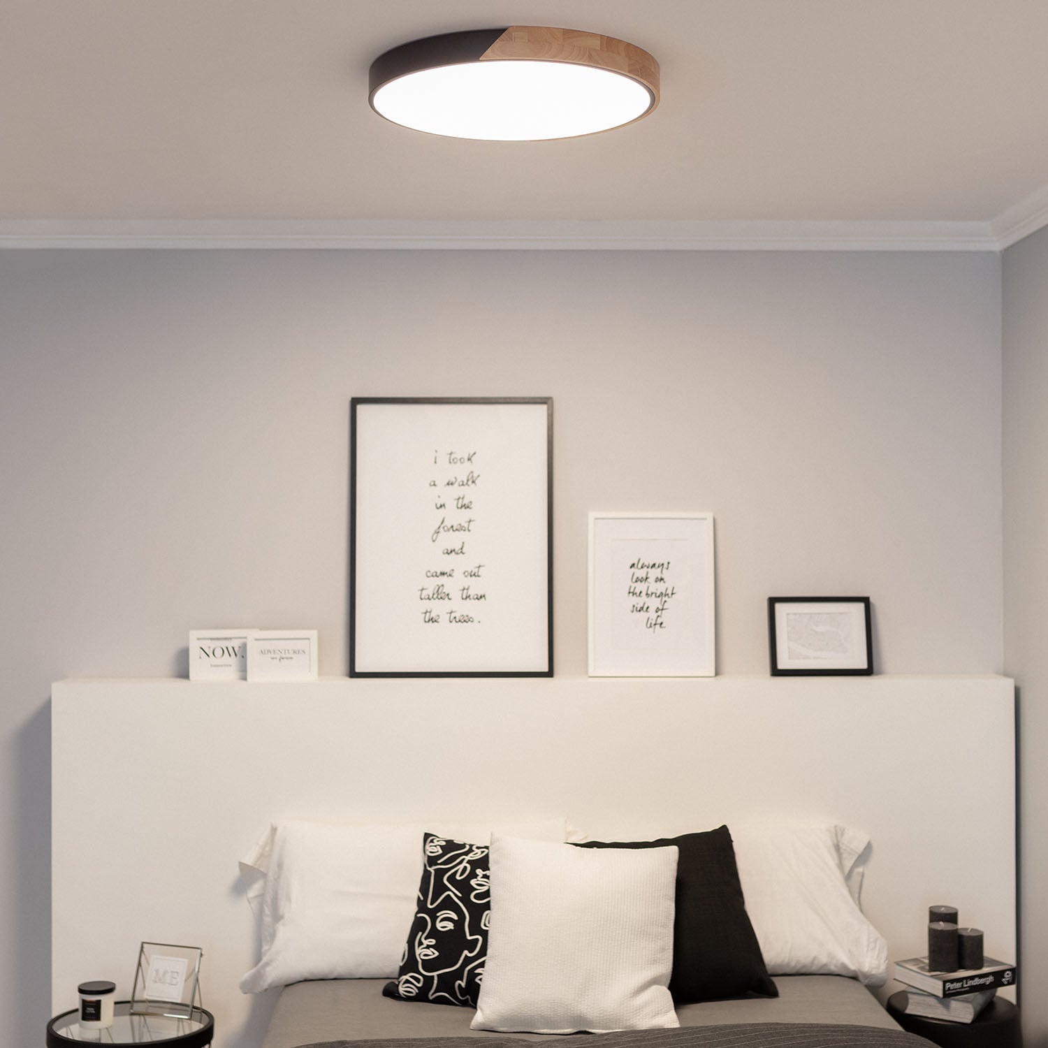 Ledkia - Plafón LED 36W Circular Madera Ø500 mm CCT Seleccionable Semi-Dari, Negro, Madera,Metal, IP20, 3000.0lm Aluminium,Bois - 3