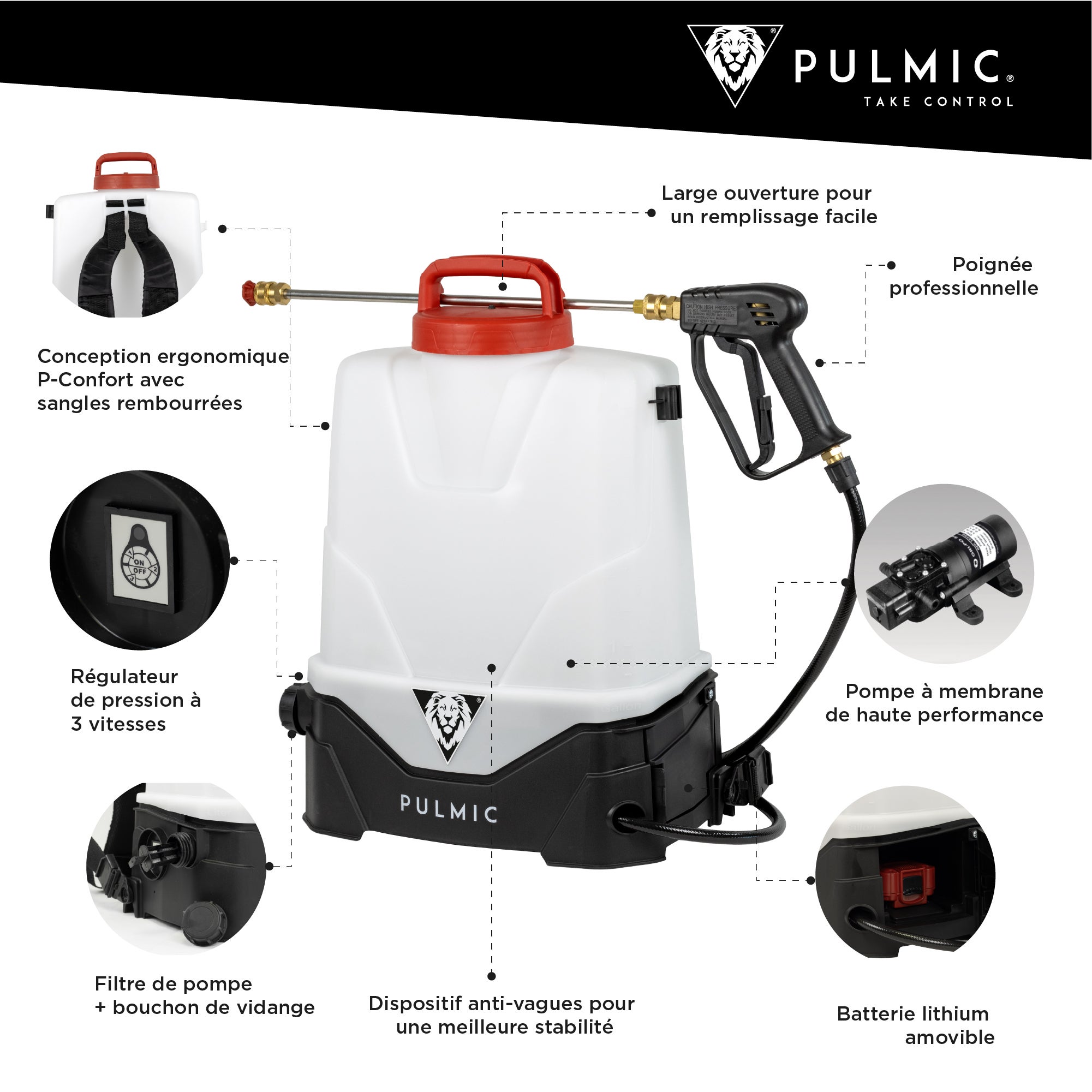 Pulvérisateur Électrique Spécial Toiture et Nettoyage, 7 Bars Projette à 10m avec Lance en INOX, Kit de Buses, Batterie 18V, Réservoir 15L, Démoussage - 2