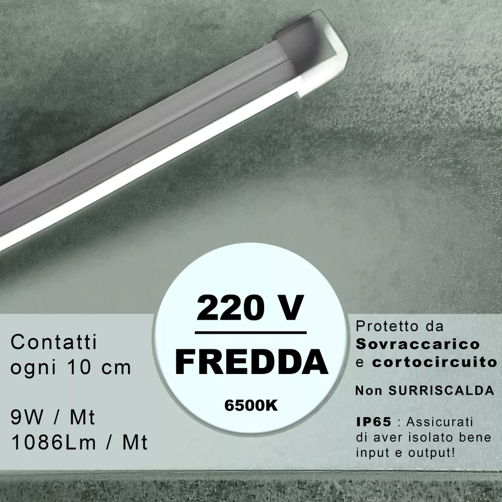 Striscia LED Bianca 220V 2835 SMD 120 LED/m Dimerabile 0,5-30m