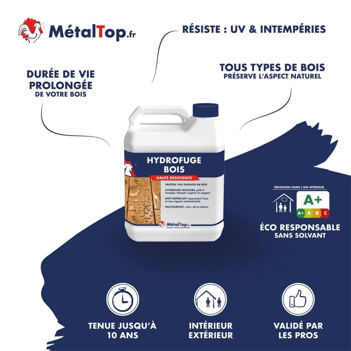 Hydrofuge Bois - 1 L - Métaltop - 3