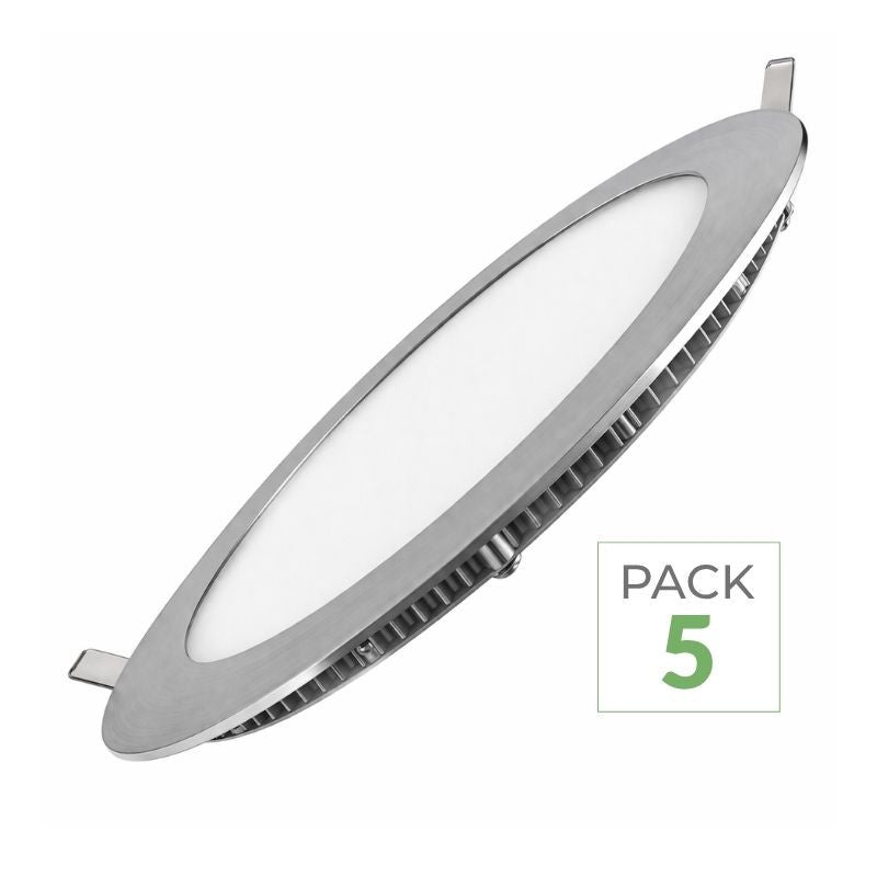 Panel LED Downlight 18W Slim Redondo ALU (Paquete de 5) | Leroy Merlin
