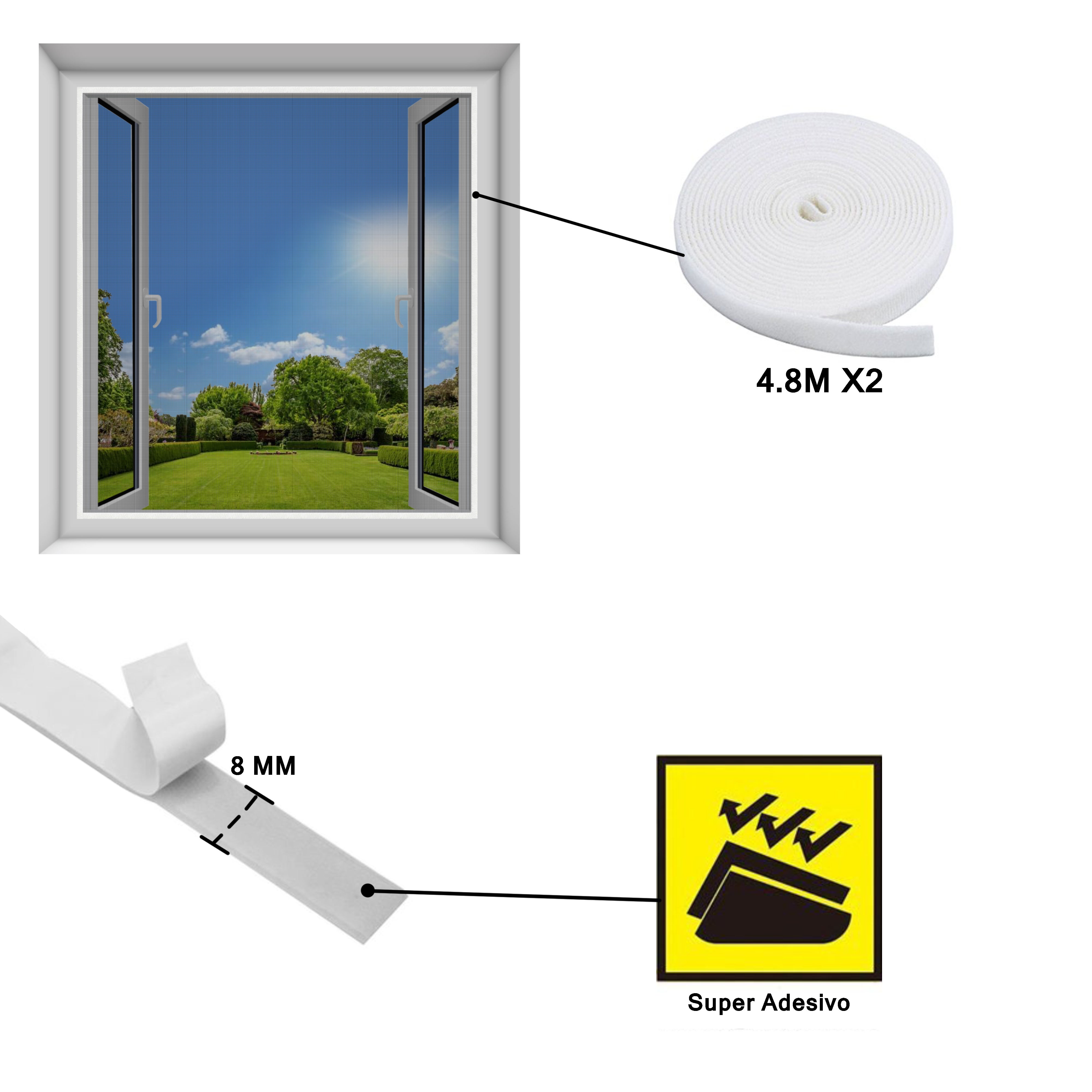 2 Zanzariere Adesive Tagliabili Per Finestra Zanzariera Per Finestre Con Nastro Adesivo Potente Taglierino Dimensioni Regolabili 150 x 180 Cm, Nero - 4