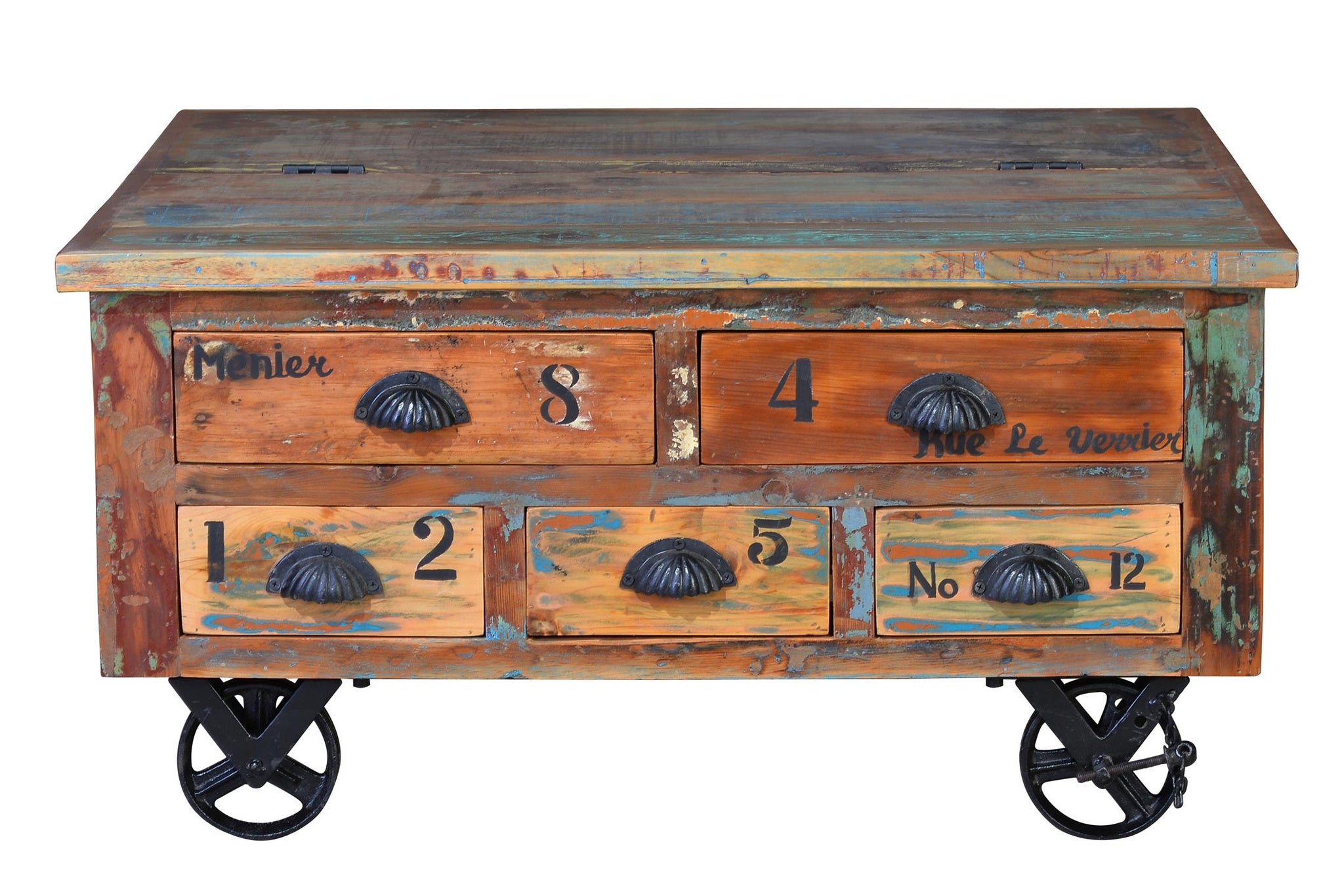 Stoliki kawowe z drewna z recyklingu, 90 cm, w nowoczesnym stylu vintage, 40x90x90 GYC