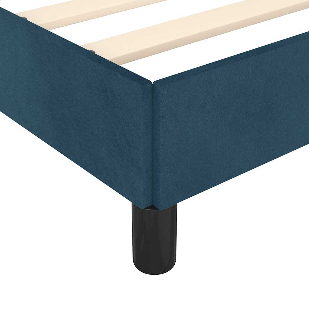 Cadre de lit sans matelas bleu foncé 120 x 200 cm en velours - 7
