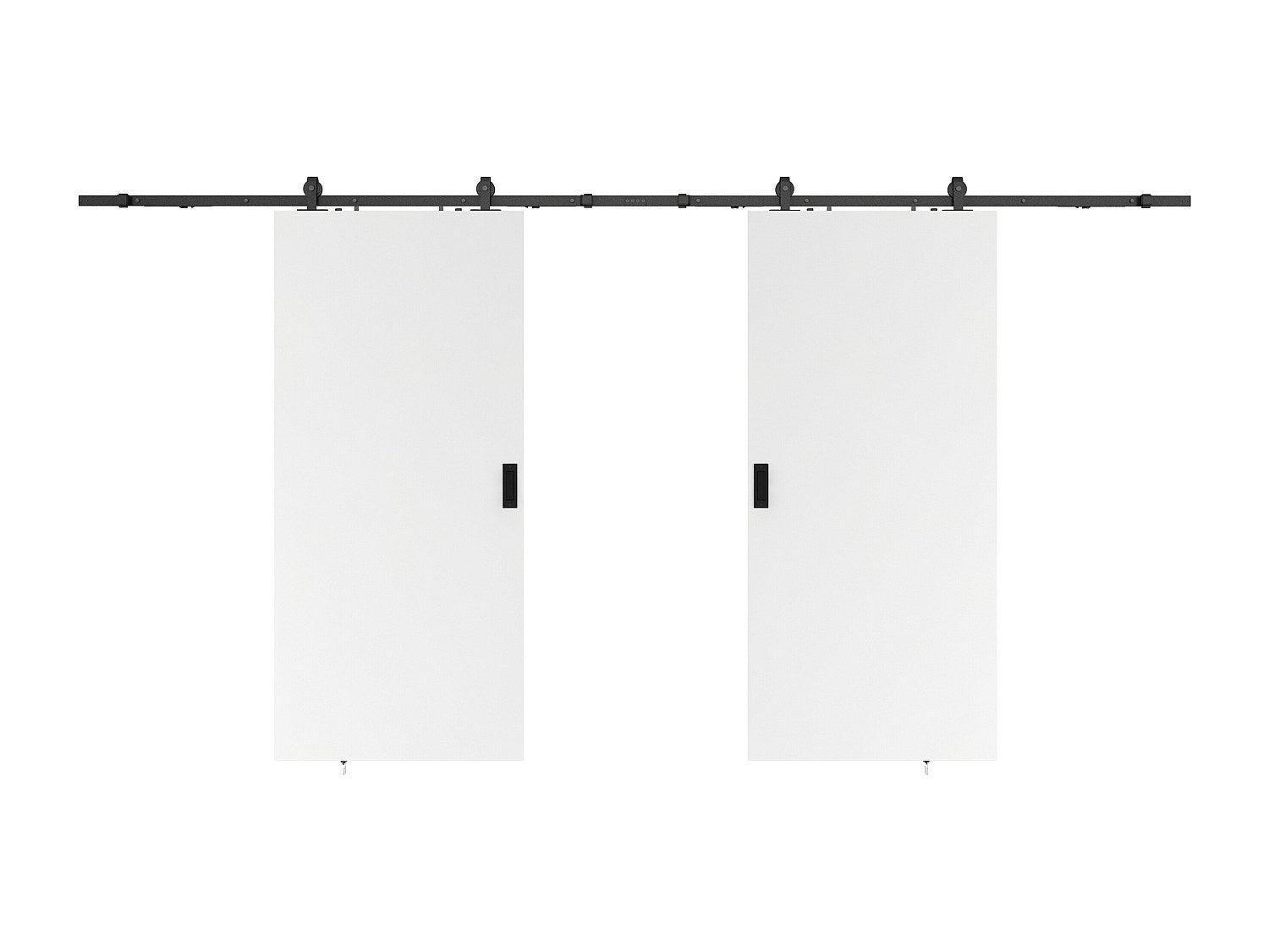 Drzwi przesuwne podwójne z naściennym systemem przesuwnym – MDF + PVC Białe – 2 x wys. 205 x dł. 63 cm – VARIN II