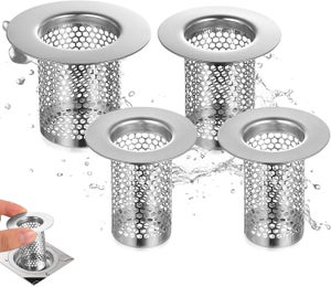 LEKEYE – Filtro Raccoglicapelli Da Doccia In Acciaio E Silicone – Antiruggine – Confezione Da 2 - 3