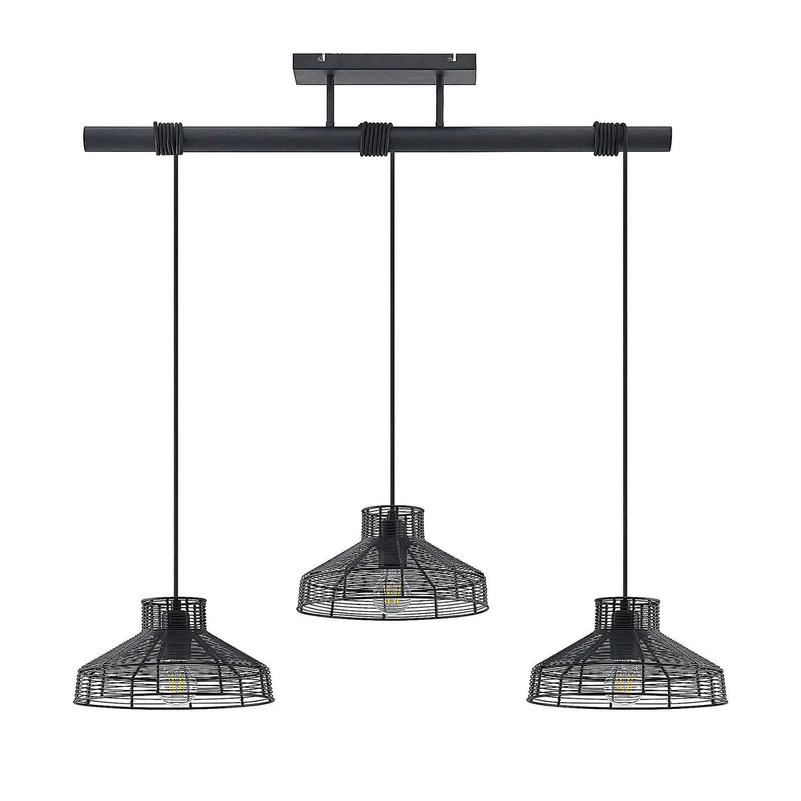 Suspension 3 Bras Hofstein Style Rétro, Bois Noir/marron, Pour Salon Ou Salle à Manger