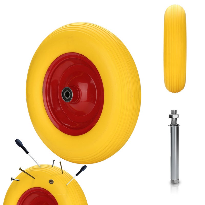 Ruote Gialle Antiforatura Piena Carriole E Carrelli Cerchio Metallo 2 Pezzi 50038269 - Foto 2