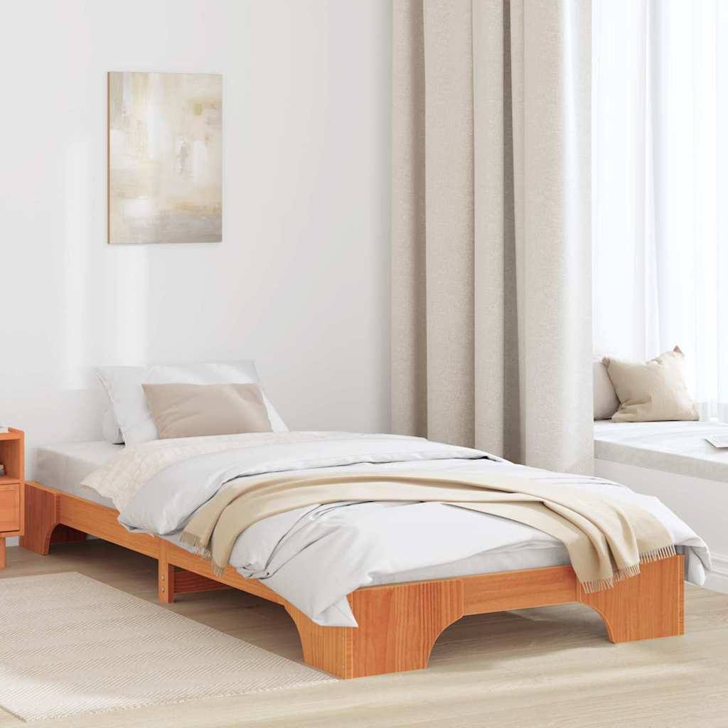 Ramka łóżka Woskowy Brąz 100 x 200 cm Lite drewno sosnowe vidaXL