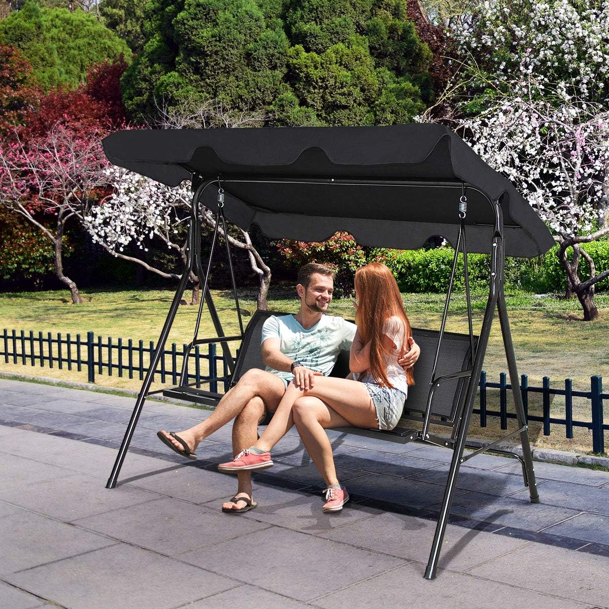 Columpio balancín con toldo, balancín de plazas, columpio de