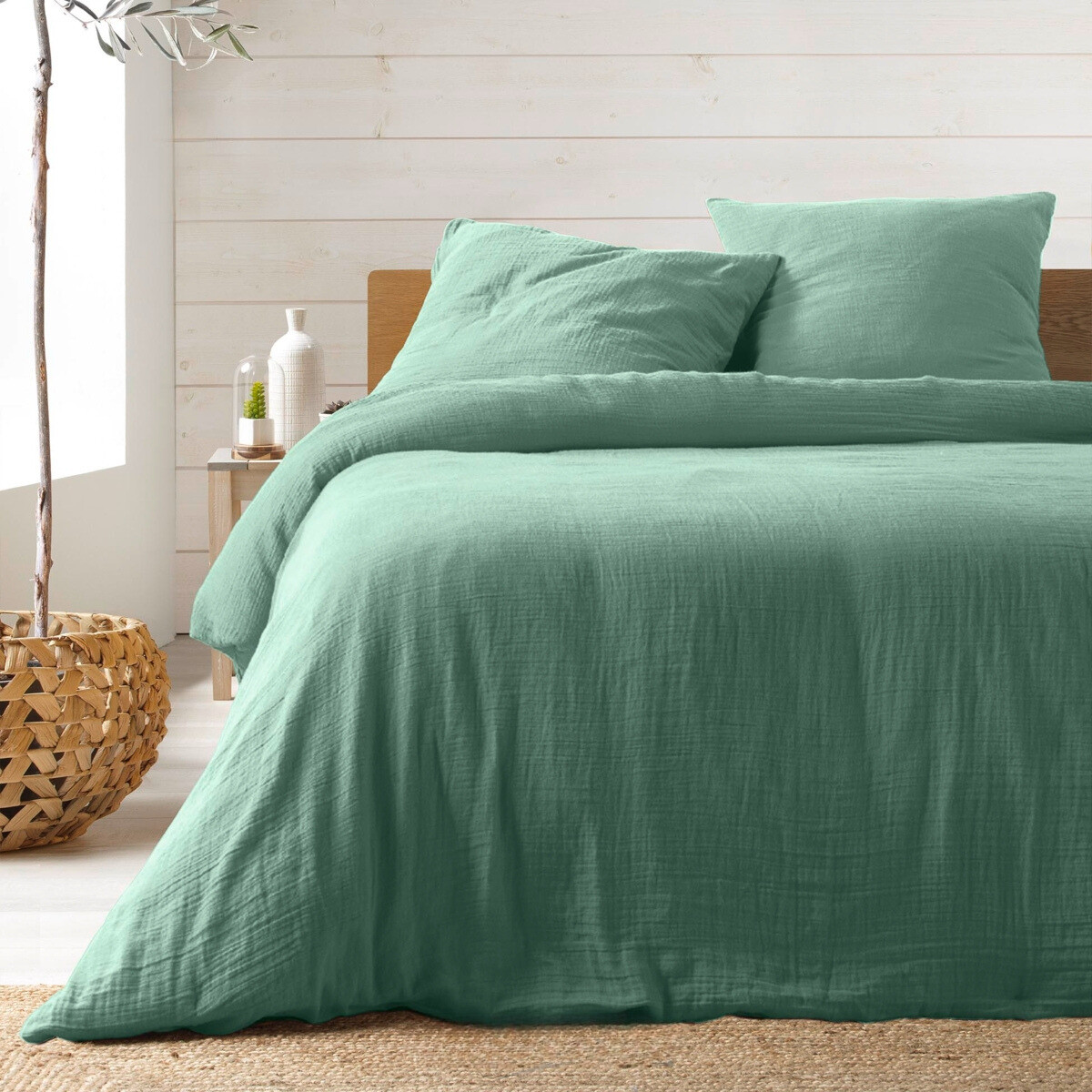 Ropa de cama de gasa de algodón salvia 240 x 260 cm