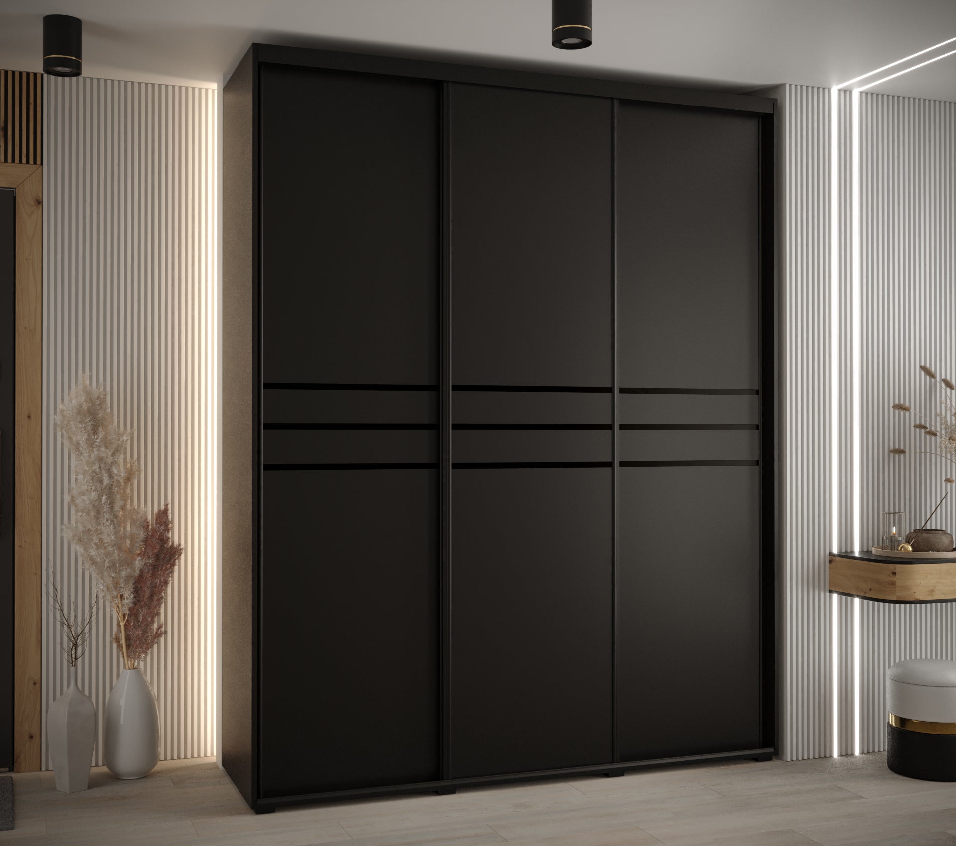 Szafa przesuwna wysoka Davos 10 200 x 45 x 235,2 cm czarny + czarny + u. czarny - Abiks Meble - 2