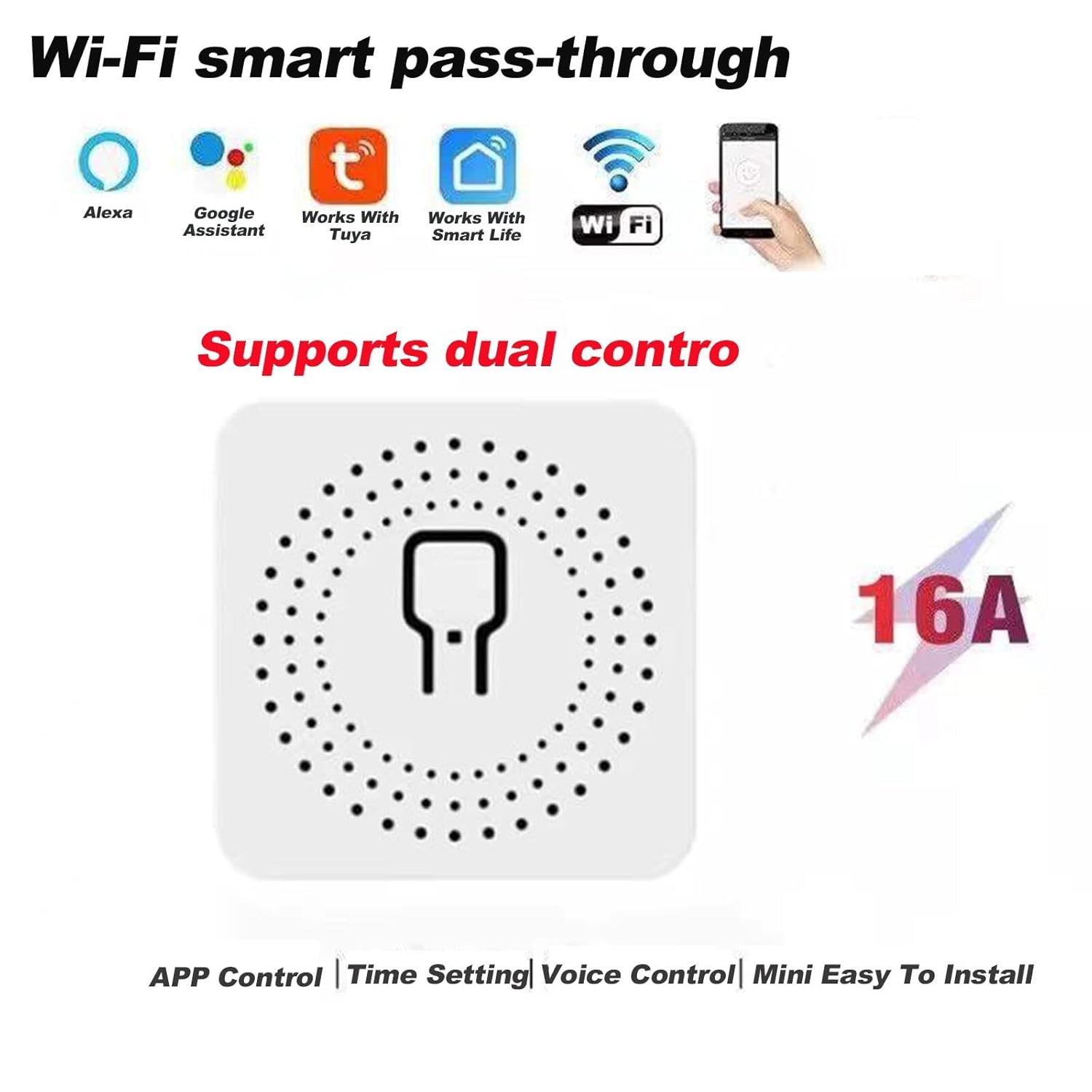 Interrupteur intelligent WiFi, compatible avec Alexa/Google Home, contrôle à distance via application, bidirectionnel 16A (lot de 4) - 2
