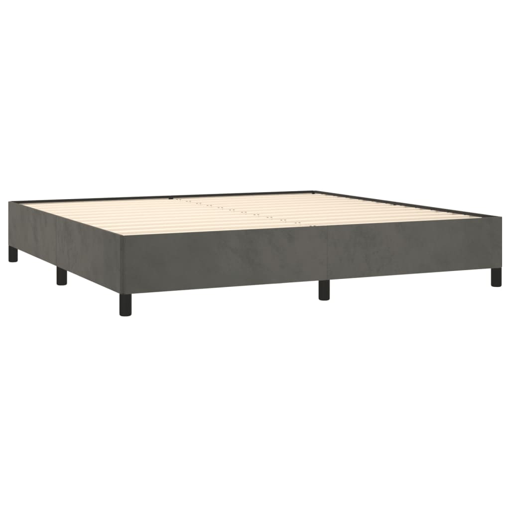 Cadre de lit sans matelas gris foncé 200x200 cm velours - 4