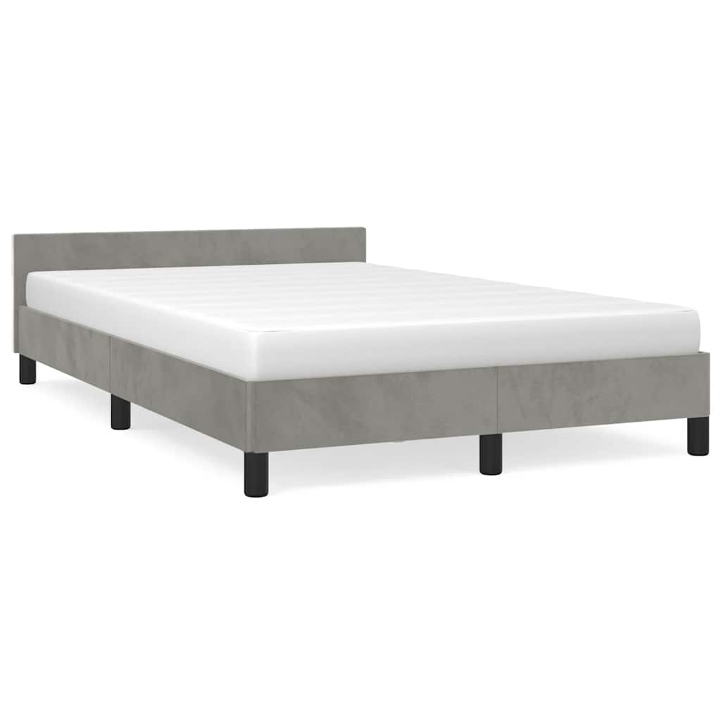 Cadre de lit sans matelas, en velours, gris clair, pour la chambre, 120 × 200 cm - 2