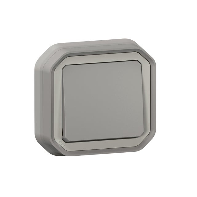 Legrand - Poussoir inverseur lumineux complet encastré IP55 IK08 - Gris - 069824L