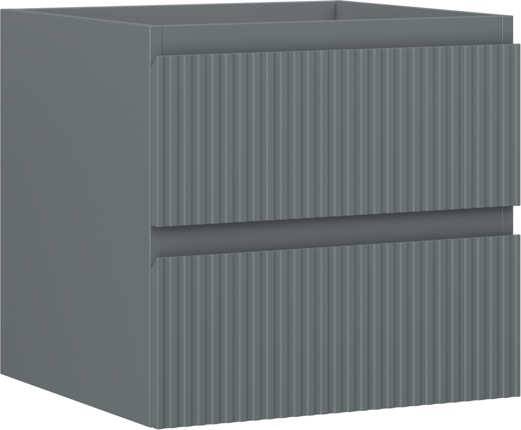 Mexen Rivel szafka łazienkowa podumywalkowa 50 cm, 2 szuflady, ryflowana , grafit mat - 91A20-05047-2-BFF66