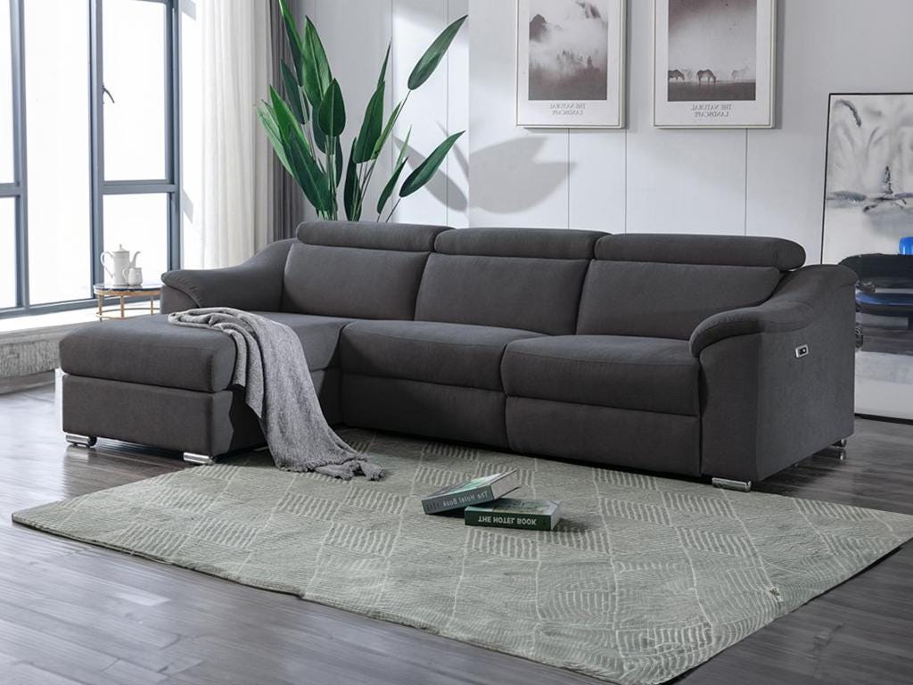 Divano relax angolare in Tessuto Antracite Angolo a sinistra