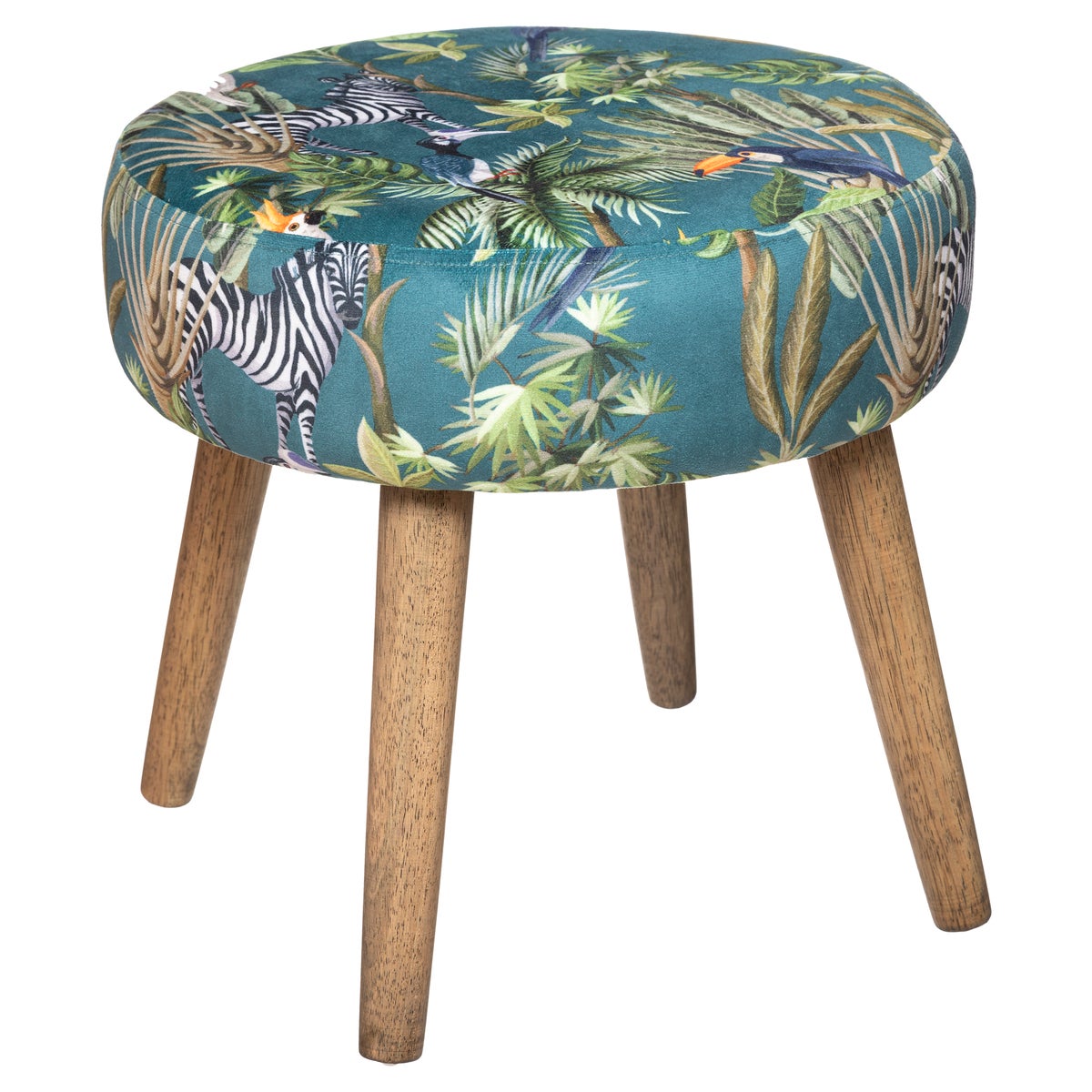 Fauteuil Bas Sans Accoudoirs En Tissu Vert Jungle - Style Rétro Et Moderne Pour Salon