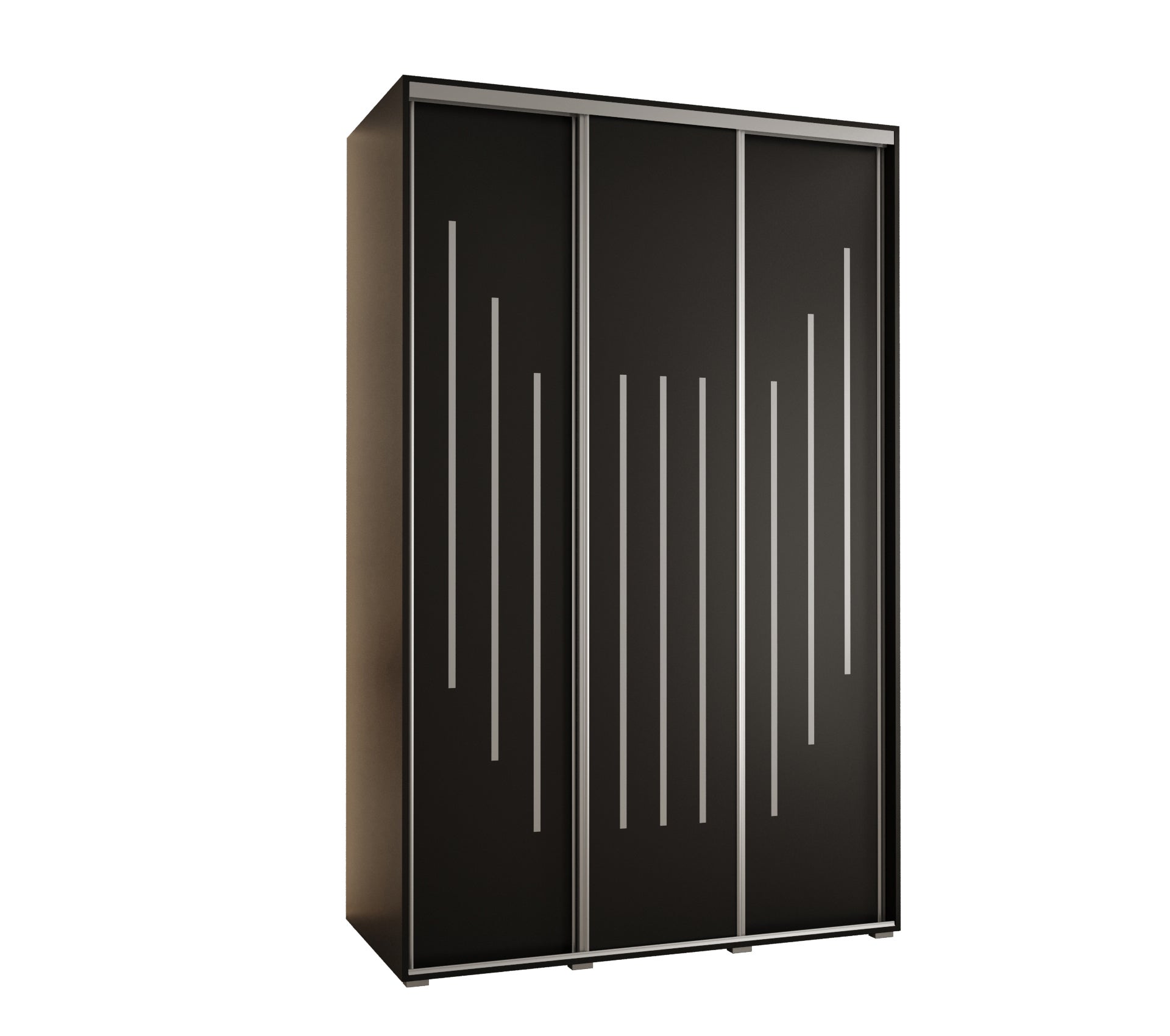 Szafa przesuwna wysoka Davos 8 150 x 60 x 235,2 cm czarny + czarny + u. srebrny - Abiks Meble