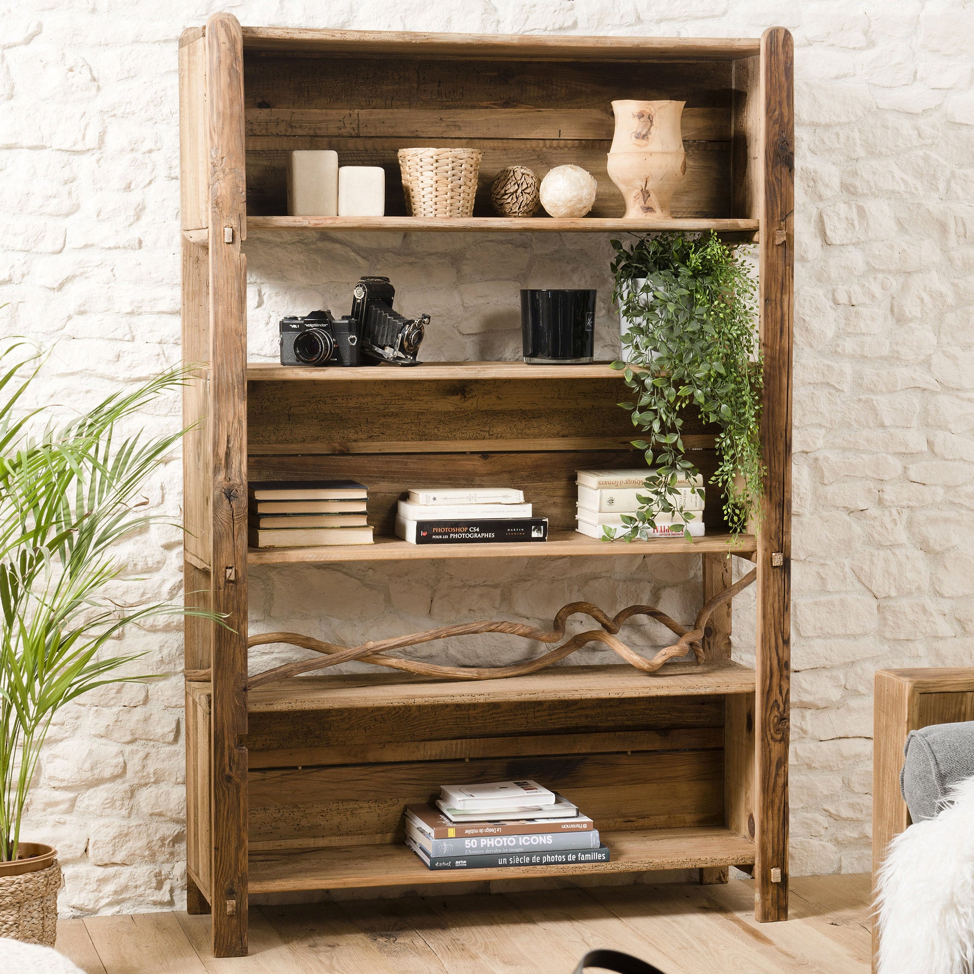 Etagère 5 niveaux 106x36x162 cm en pin recyclé - GLAYNE | Leroy Merlin