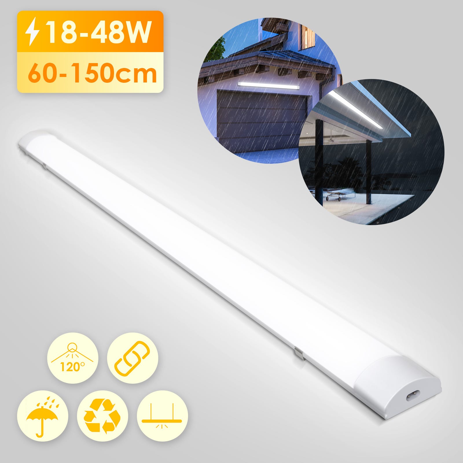 Lot De 3 Spots LED Étanches 30 Cm 5W T5 500 Lumens 6500K – Luminaire Anti-Humidité Pour Garage, Atelier, Salle De Bain, Sous-Sol, Entrepôt