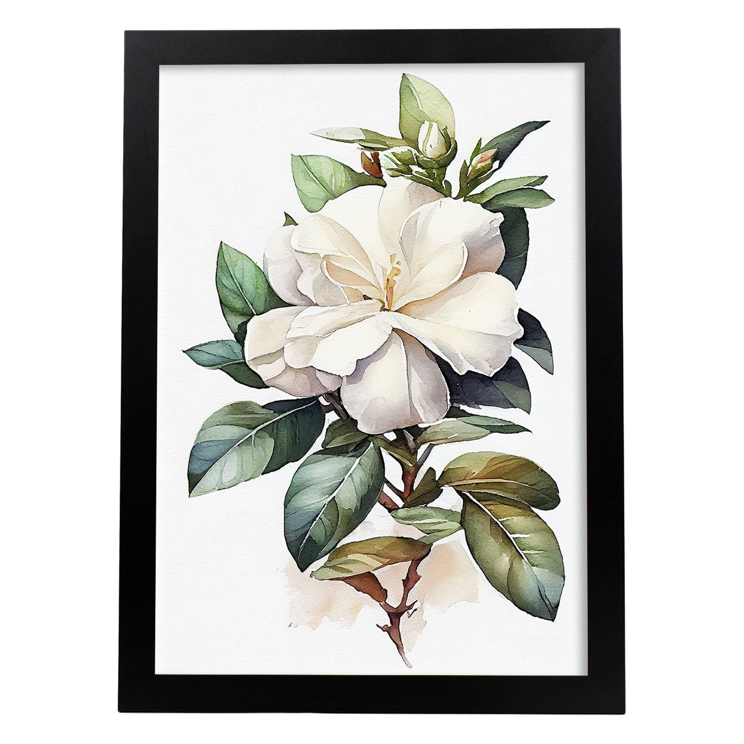 Nacnic poster de gardenia estilo nórdico ilustraciones de botánica con flores y plantas en acuarela diseño moderno y modelo 1 a3 sin marco