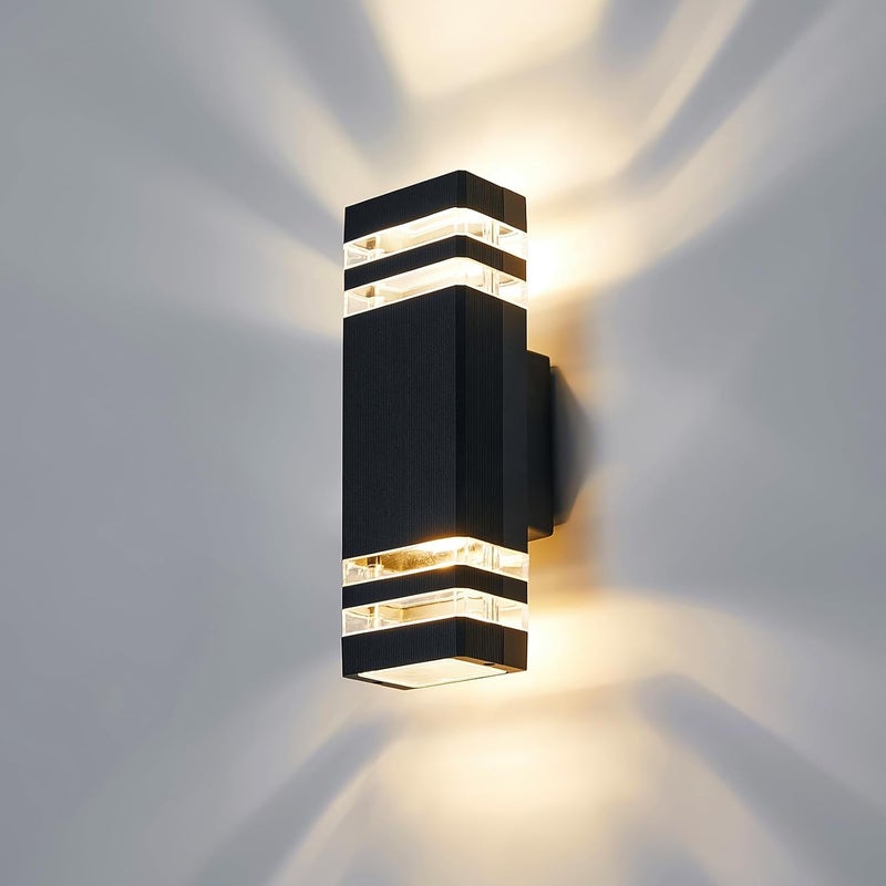 Lampa ścienna zewnętrzna LED, wodoodporna lampa ścienna zewnętrzna IP65, lampa ścienna 3000K, czarna