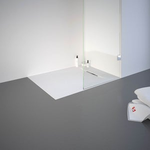 Schulte receveur de douche, 80x90x3,2cm, blanc, effet pierre, ultra léger antidérapant, rectangulaire, extra plat à poser ou encastrer, bac de douche