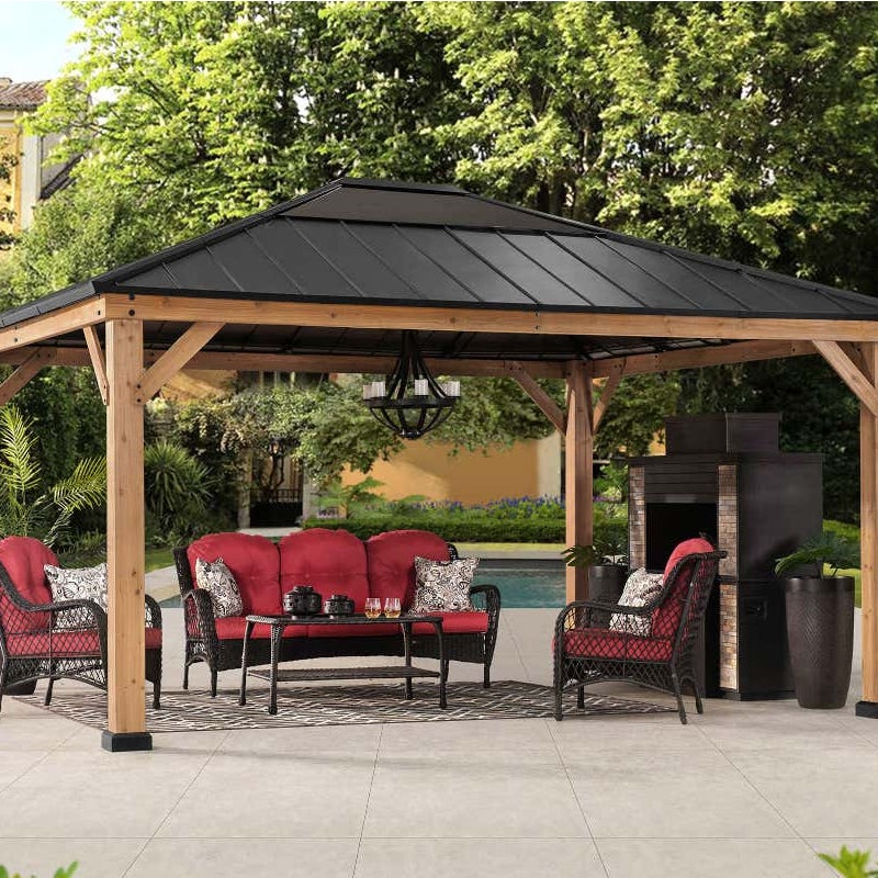 Altana z drewna cedrowego ERNIR - 393 cm x 452 cm, antracyt