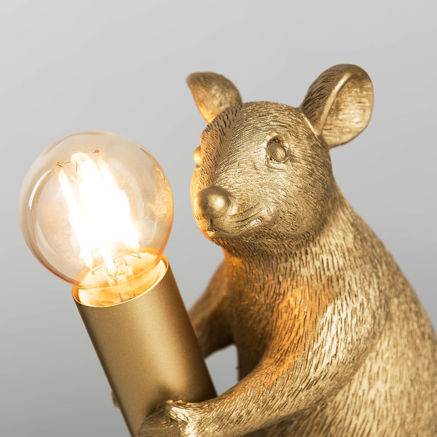 Nowoczesna, malowana, złota, metalowa lampa stołowa z motywem szczura, lampa stołowa do salonu, jadalni, sypialni - 4