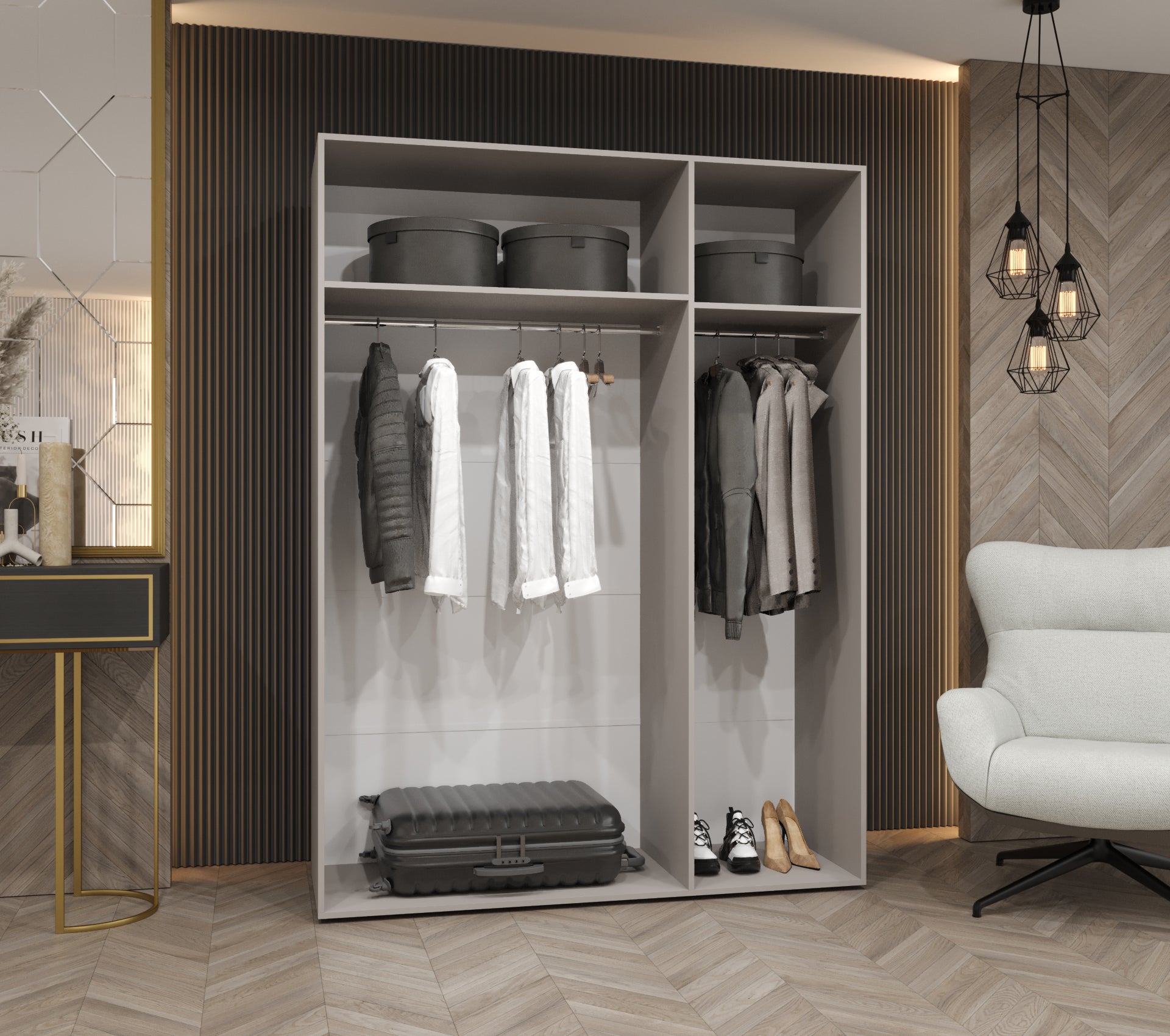 Szafa uchylna otwierana Marbella 1 150 x 52 x 202 cm biały + u. czarny Abiks Meble - 3