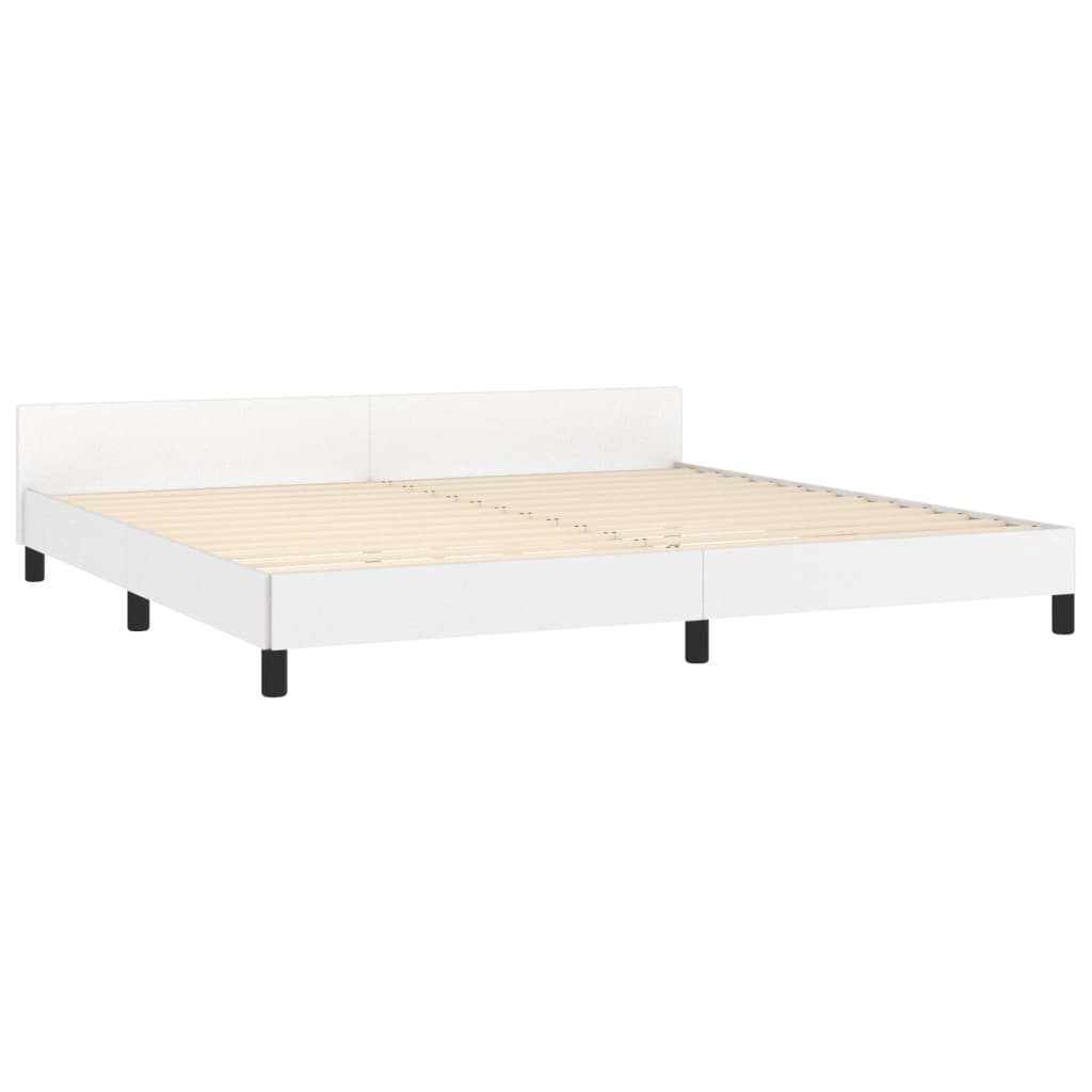 Maison Exclusive - Estrutura cama c/ cabeceira couro artificial 200x200 cm branco - 5
