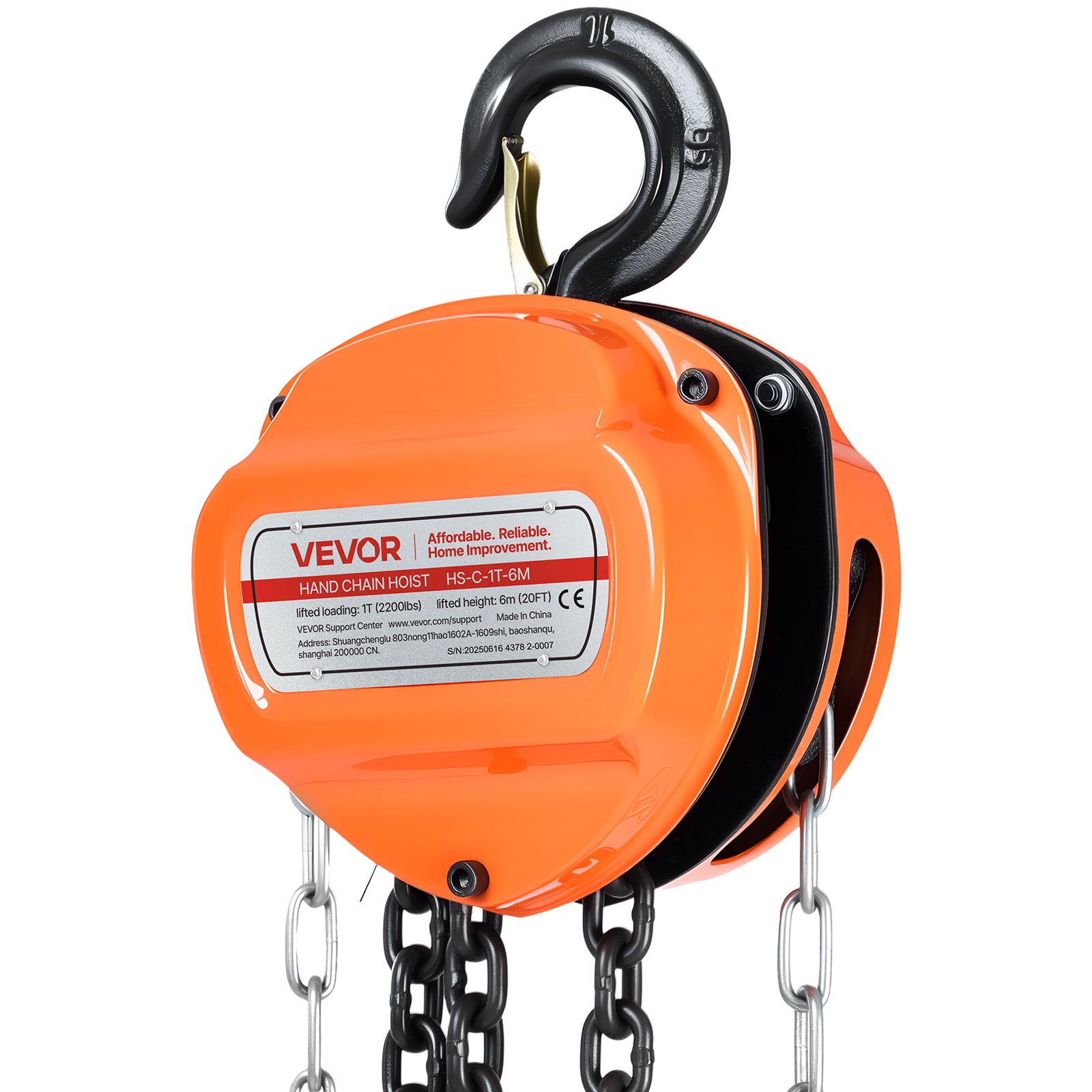 Palan Manuel Chaîne VEVOR, Capacité Charge 1 T, Hauteur de Levage 6 m, avec Crochet Robuste, Levage de Marchandise pour Garages, Chantiers, Entrepôts - 9