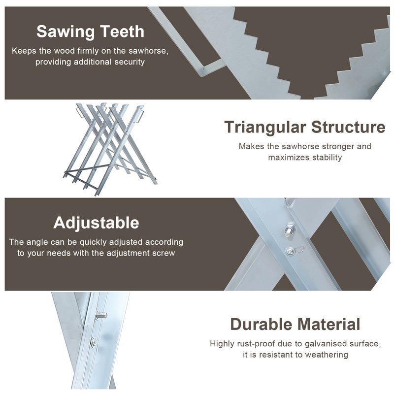Chevalet de sciage pour couper le bois 80 x 81 x 83 cm Chevalet de sciage charge maximale 150 kg - 6