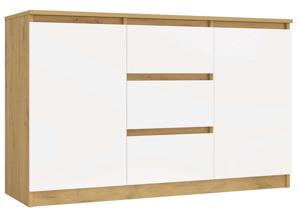 Komoda Topeshop Malwa 2D3S Dąb Artisan Biel 40x120x75 cm 1szt