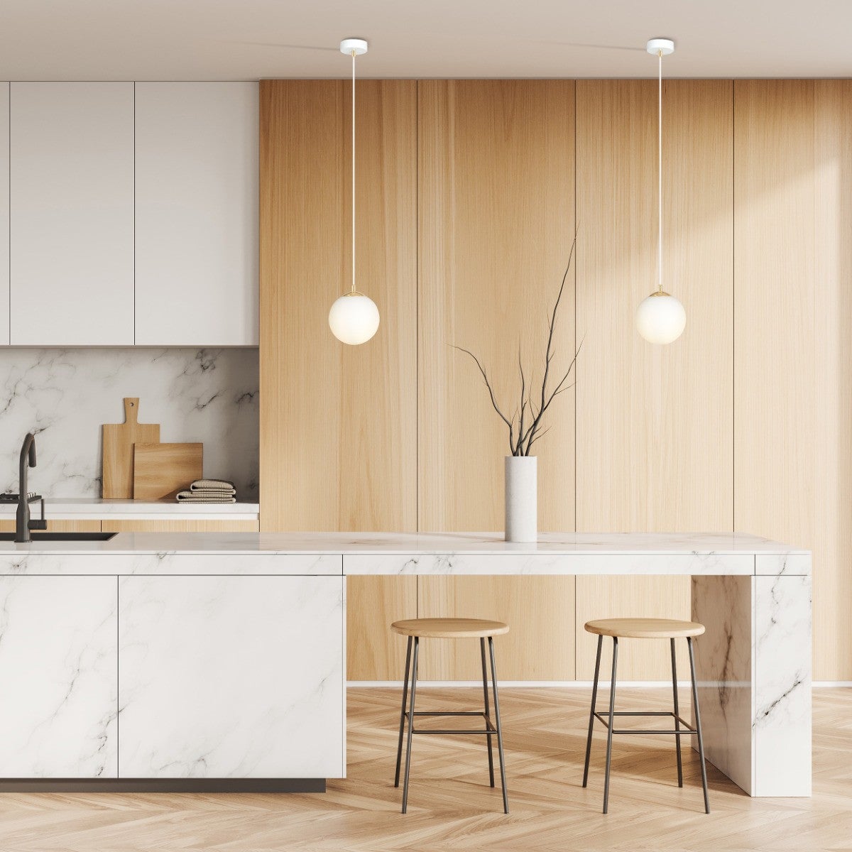 Lampa sufitowa wisząca Royal biało-złota 1xE14x10W szklana kula wym: 100 x 14 x 14 cm szkło Emibig - 4