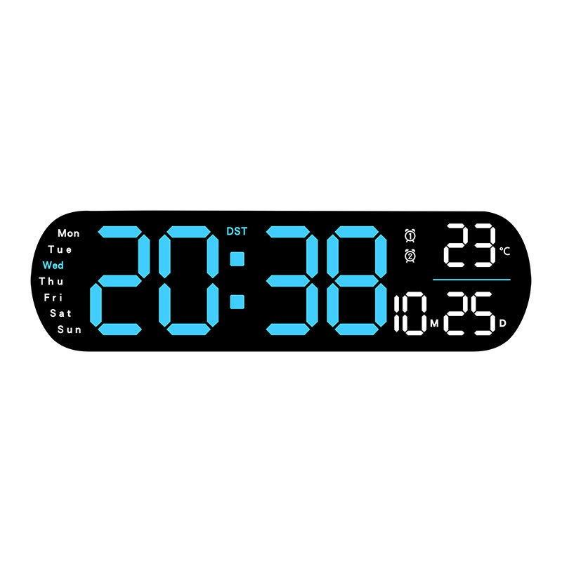 Horloge Murale Numérique LED 30.5 Cm | 12 Couleurs RGB Réglables | Affichage Heure, Date, Température | Télécommande Incluse