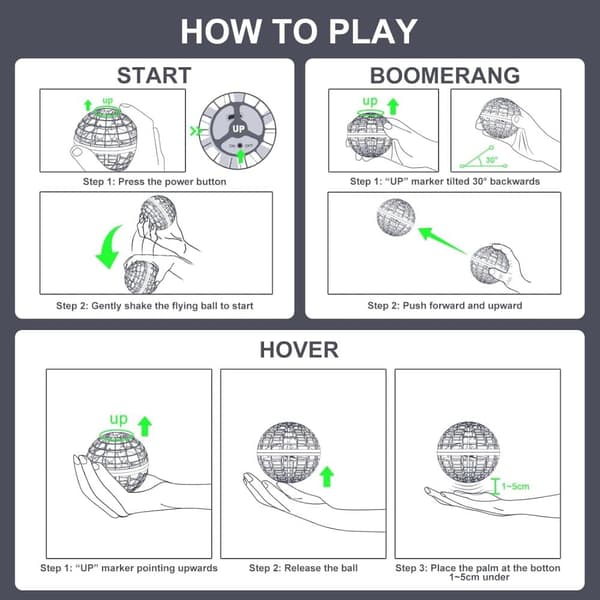 Magic Flying Ball – Palla volante volante a 360°, con illuminazione RGB, giocattolo volante da giardino, regalo per bambini, rossa. - 5