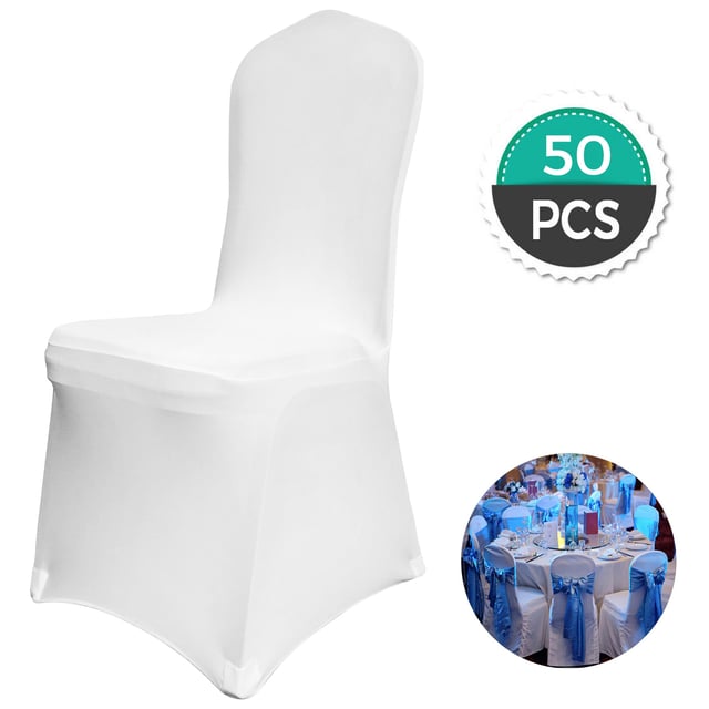50PCS Couverture Housses de Chaise Mariage VEVOR Blanche Banquet pour Chaises sans Bras Polyester élasthanne élastique Soirée Célébration Décoration
