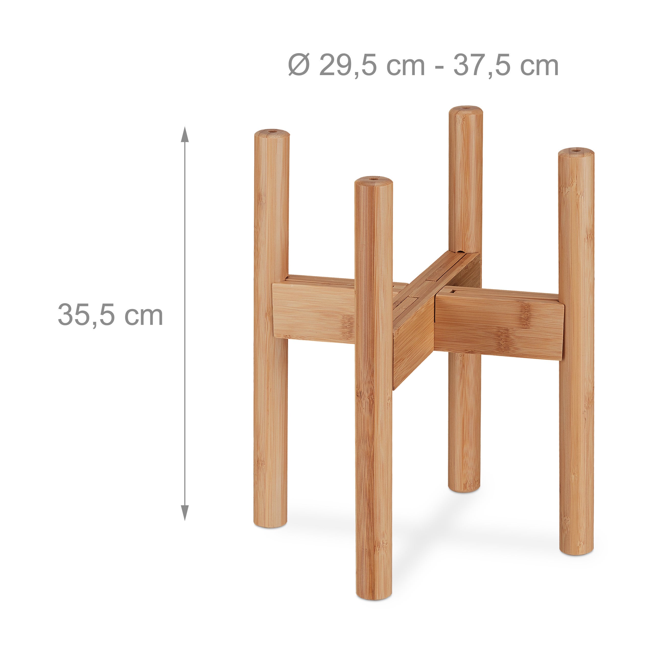 Support de plantes, en bambou en set de 2, pour pots de fleurs jusqu'à 32 cm Ø, réglable & empilable, naturel, Relaxdays - 4