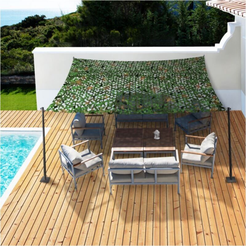 4x3 M Voile d'ombrage rectangulaire Design Camouflage Shade Plaid vert, filet de camouflage de protection solaire d'ombrage extérieur - 2