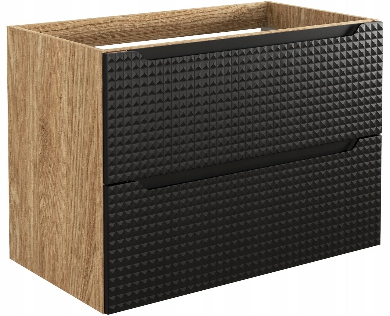 Szafka łazienkowa LUXOR 80 cm czarna dąb olejowany front 3D MDF wisząca