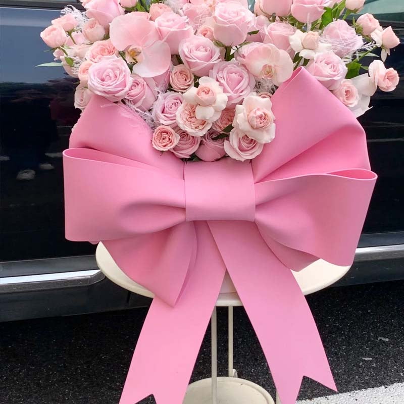 CaPiSo Fiocco Decorativo In Raso Rosa Scuro – 20x40 Cm, Fatto A Mano, Per Regali, Addobbi E Bomboniere
