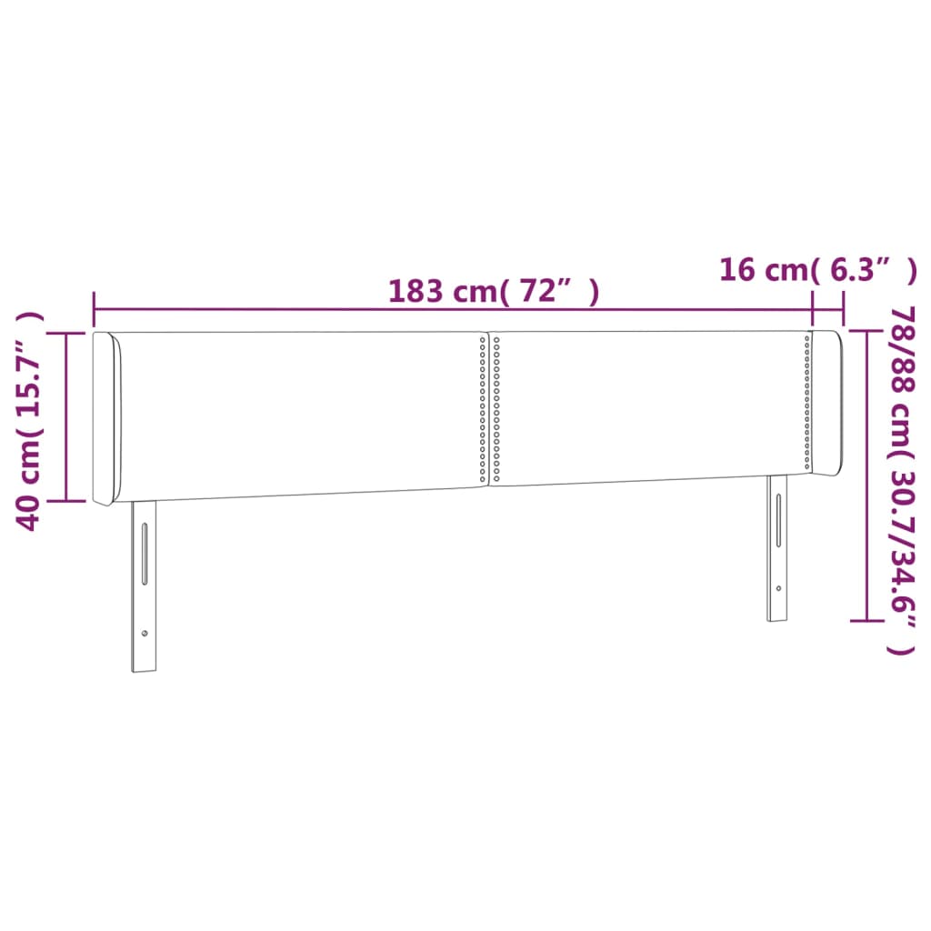 Cabecero con LED，Cabecero de cama，Panel de Cabecera de terciopelo negro 183x16x78/88 cm CFW34413 - 6