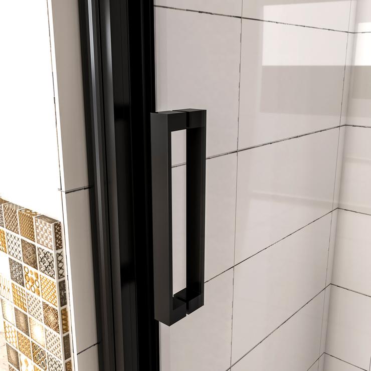 Aica Porte De Douche Noir Mat 110x195cm Porte De Douche Avec L'amortisseur Porte Coulissante En 8mm Verre Anticalcaire - 4