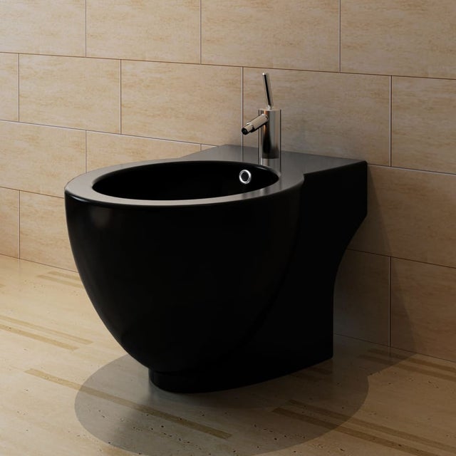 Bidet redondo de cerámica, negro vidaXL